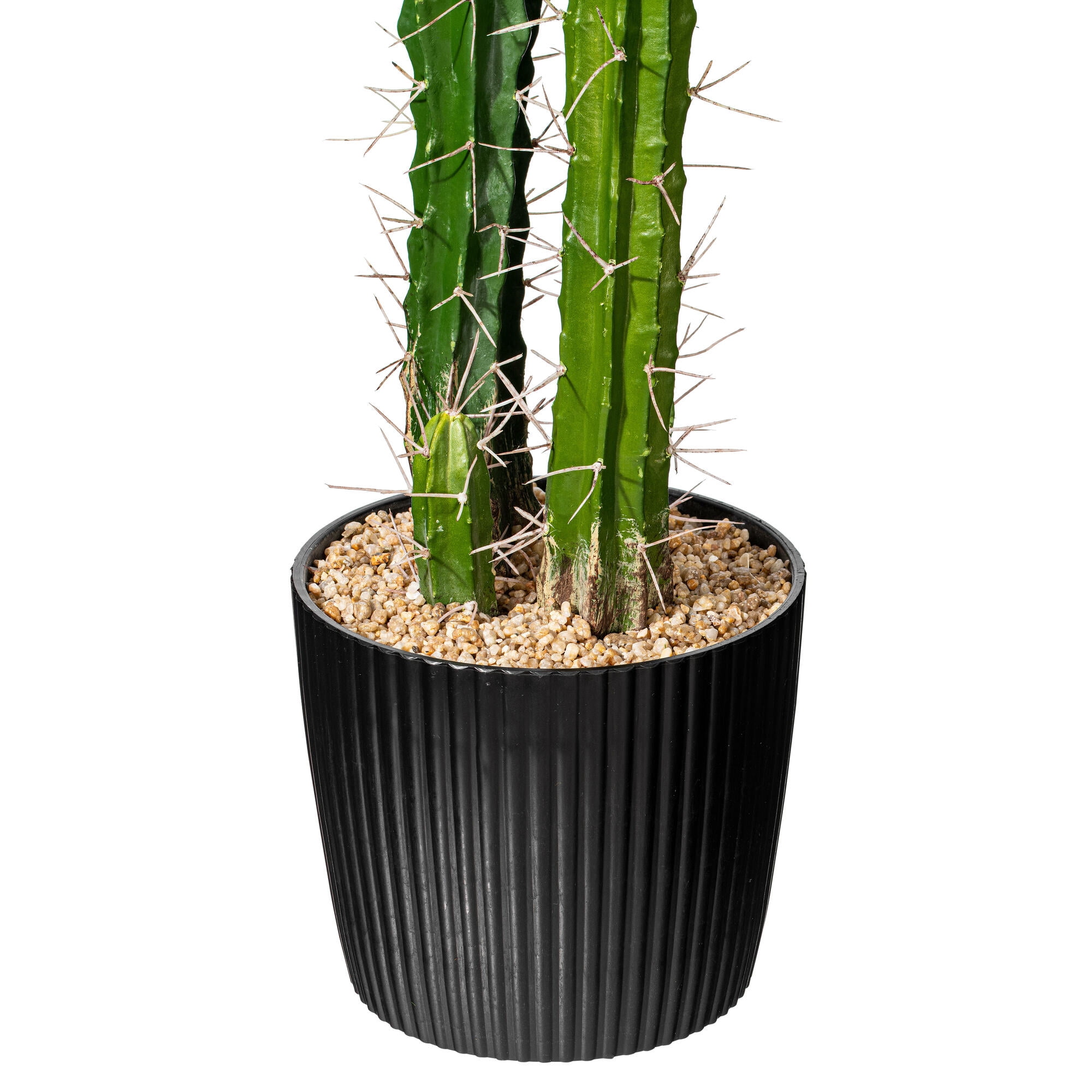 Vickerman 46" Artificial Green Cactus, Black Plastic Planters Pot.