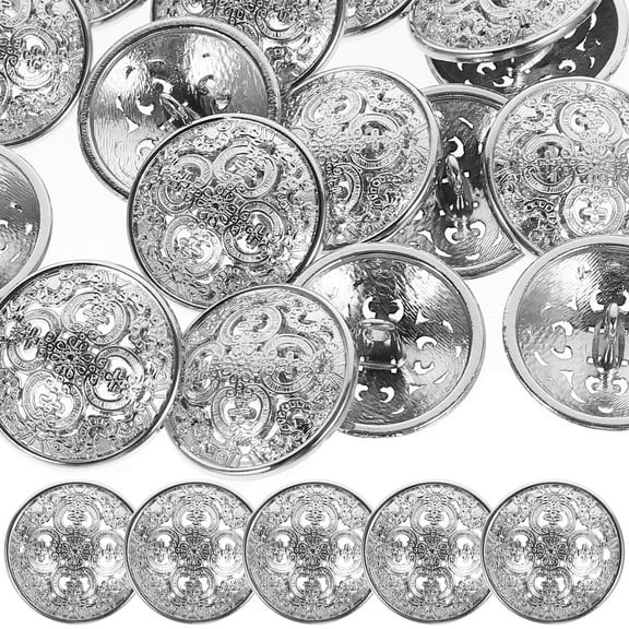 PAMINGONO 20Pcs Metal Round Flat Sewing Buttons Silver for DIY Clothes Accessories Western Style Clothing Decoration