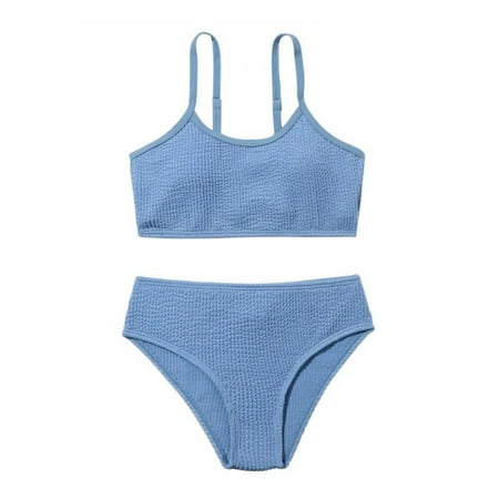 

Girl s 2 Piece Swimsuit Sport Solid Color Bikini Set Bathing Suit 7-14 Years Old