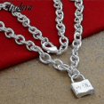 thumbnail image 2 of Collar con colgante abierto con candado cuadrado de plata 925 de moda para mujer y hombre, joyería completa --- Código de producto 32509, 2 of 3