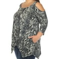 thumbnail image 4 of White Mark Women's Plus Size Snake Print Cold Shoulder Tunic, 4 of 6
