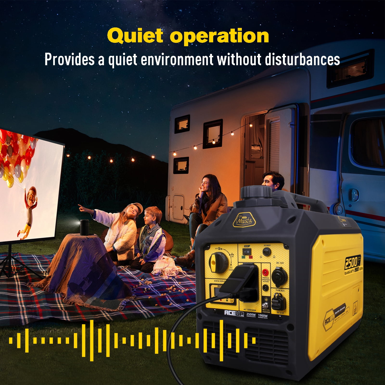 Aceup Energy 2500 Watt Gasoline Inverter Generator Quiet for Home,2000W RV-Ready, EPA Compliant