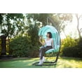 thumbnail image 2 of Barton Egg Swing Chair With Stand, Hanging Egg Chair Outdoor, Rattan Wicker Patio Hanging Basket Hammock Chair With Canopy & UV Resistant Cushion For Indoor Bedroom Balcony, Aqua, 2 of 6