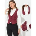 thumbnail image 2 of DARING DIVA Women's Button Up Steampunk Jacquard Sleeveless Suit Vest S Burgundy, 2 of 6