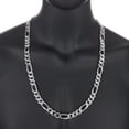 thumbnail image 4 of 11mm Solid .925 Sterling Silver Flat Figaro Chain Necklace + Bracelet Set, 26" (Necklace) + 8" (Bracelet), 4 of 7
