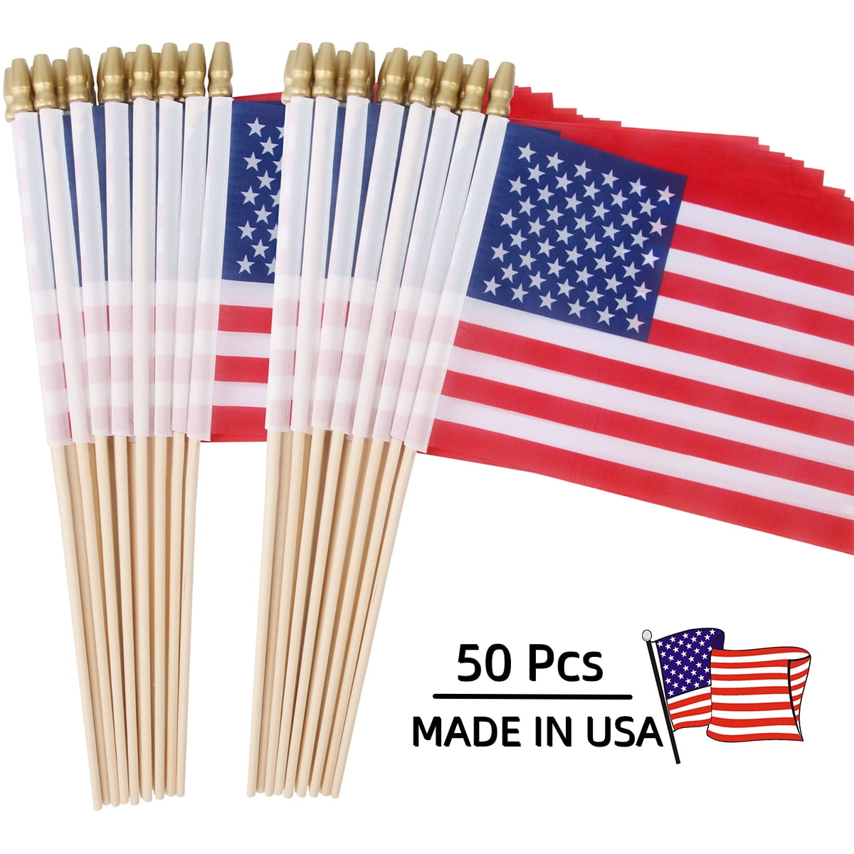 LOT OF 50 USA 5x8 in Wooden Stick Flag Independence Day Decor