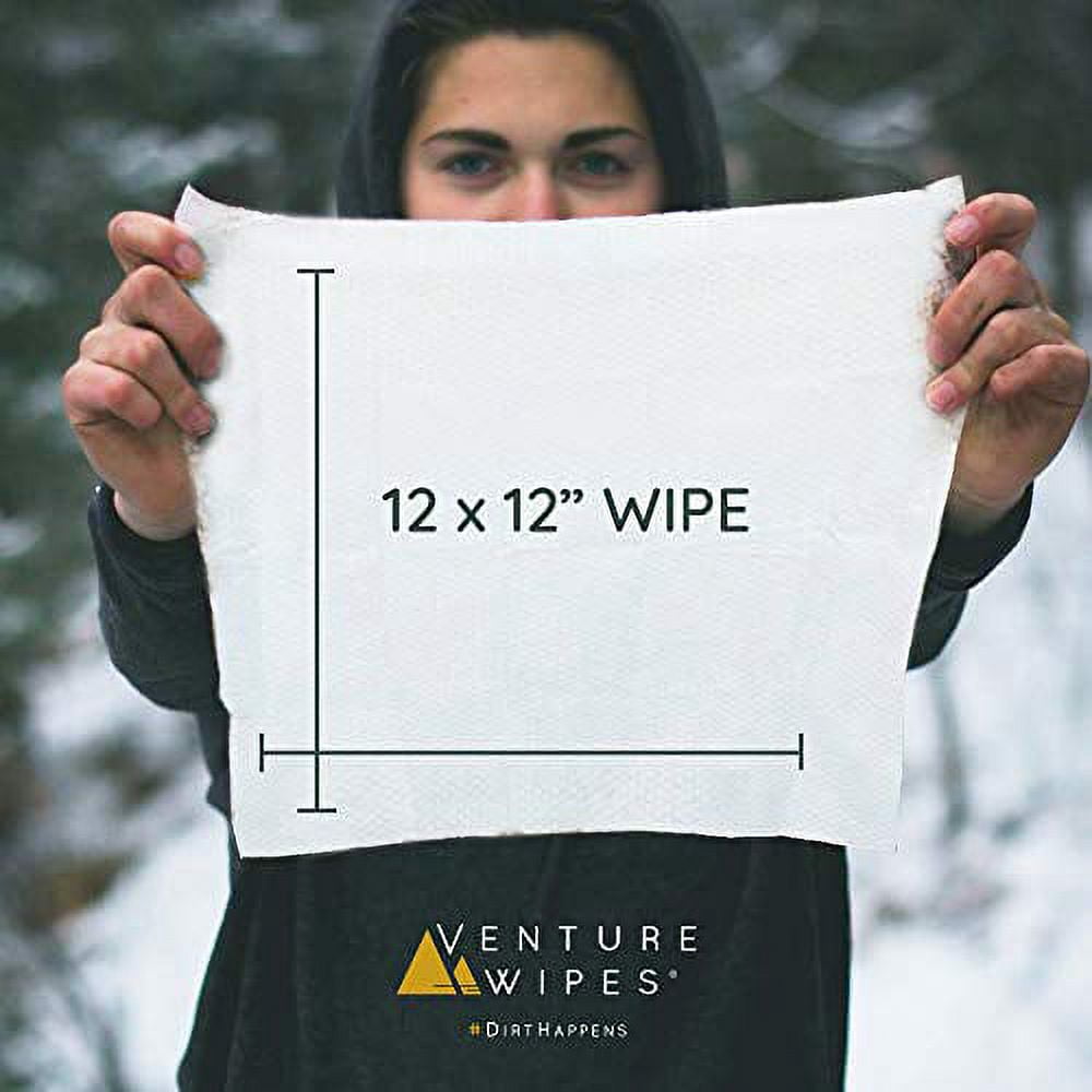 Large Shower Wipes with Aloe, Vitamin E and Tea Tree Oil, Bathing Wipes for Adults, Backpacking Essentials, 25 Count Bag - Venture Wipes