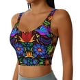 thumbnail image 2 of Vsdgher Colorful Floral Print Women Sleeveless Athletic Tank Top Built-in Bra Camisole Sports Vest for Yoga Running Fitness Exercise with Removable Pads, 2 of 8