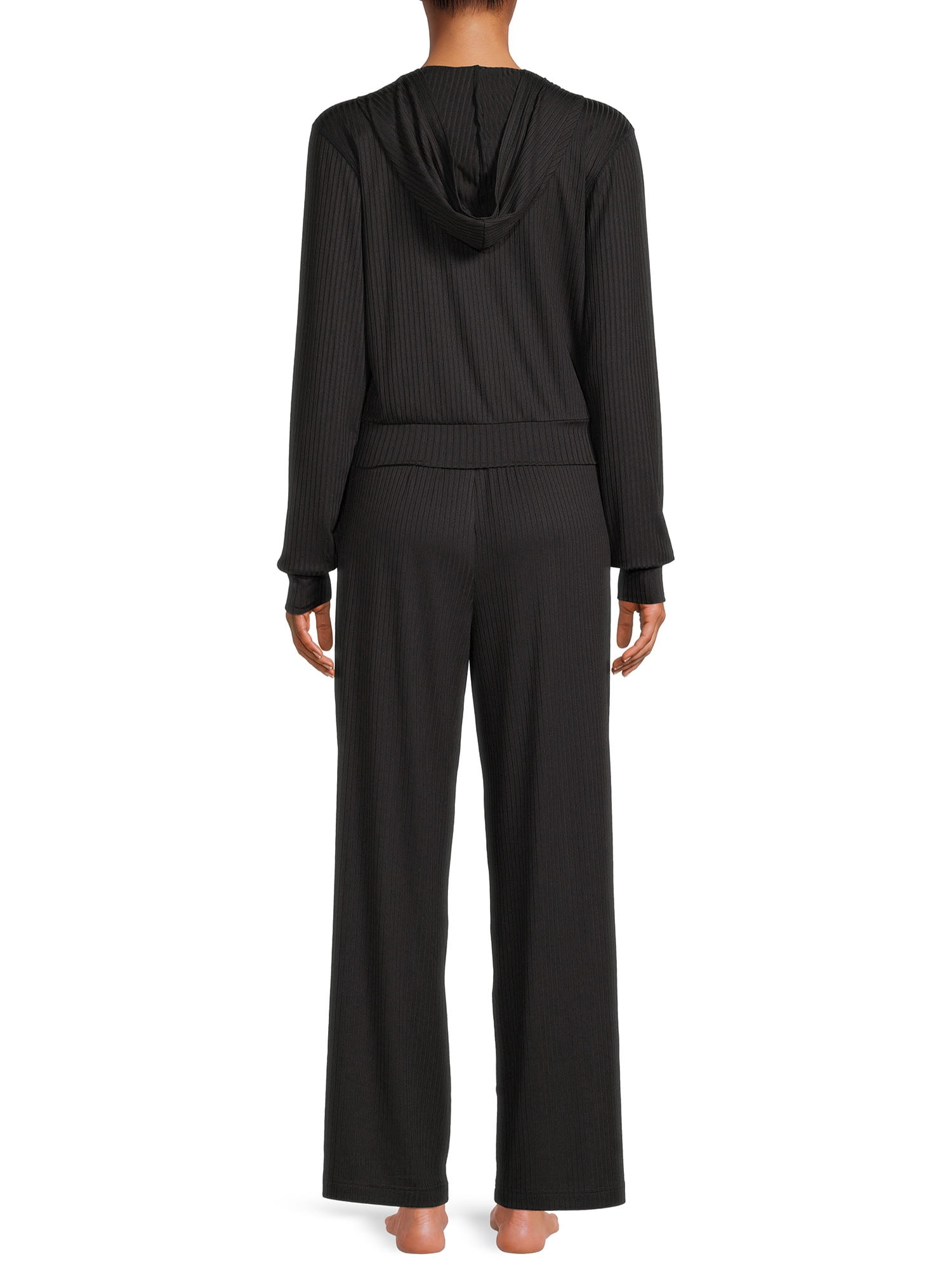 Secret Treasures Women's Ribbed Full Zip Hoodie and Pants Set, 2-Piece