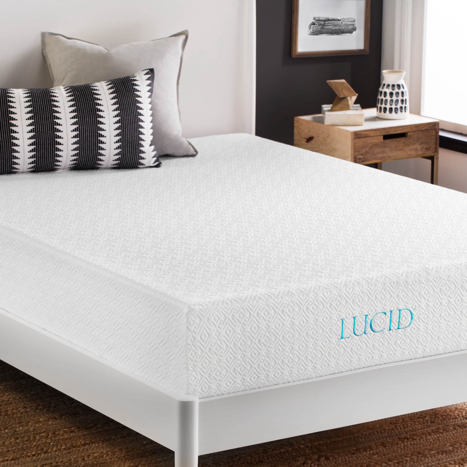 Lucid Adult 10" Cushioned Twin Medium Firm Tight Top Gel Mattresses