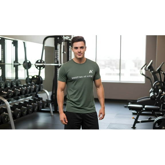 Mens Athletic TOP activewear Tshirt Polyester Spandex Style Blue