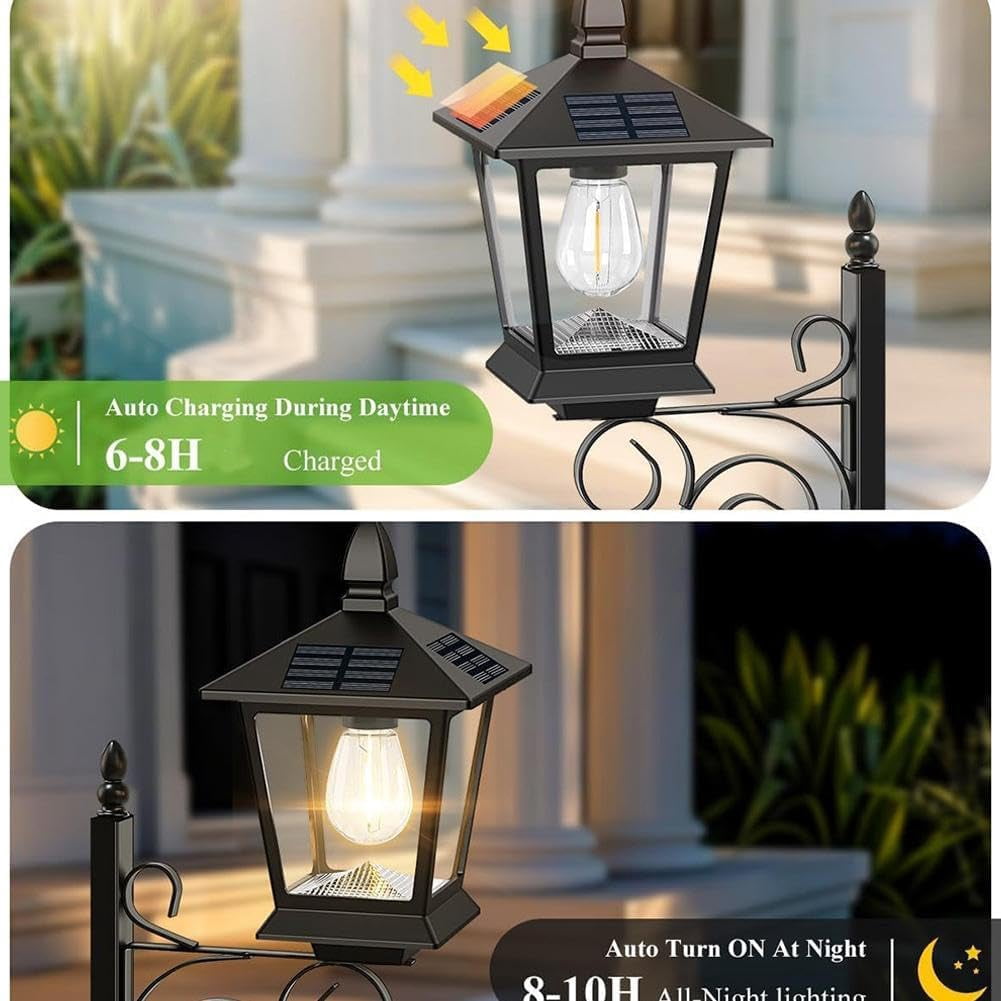 Solar Planter Post Light 2-in-1 Outdoor Wall or Floor Mount Lamp