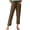 Brown, variant on Qiopertar Linen Cotton Pants for Women Spring Summer Casual Wide Leg Trousers Elastic Waist Solid Color Straight Tube Ankle-Length Pants with Pockets, Navy M