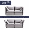 thumbnail image 3 of ZAFLY Living Room Sofa Set, Loveseat Sofa with Pillows, Upholstered Couch with Adjustable Armrests and Backrest, Modern Linen Minimalist Sleeper Sofas and Couches - Light Grey, 3 of 9