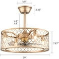 thumbnail image 2 of 20in Retro Ceiling Fan Light Gold Metal Fan Chandelier with Three Wind Speed Adjustable with Timing Remote Control Surface Mount for Living Room Dining Kitchen, 2 of 9