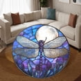 thumbnail image 3 of Round Area Rug, Dragonfly10 Nature Pattern Non-Slip Floor Mat, Soft Washable Carpet for Living Room Bedroom Decor 59 Inch, 3 of 6