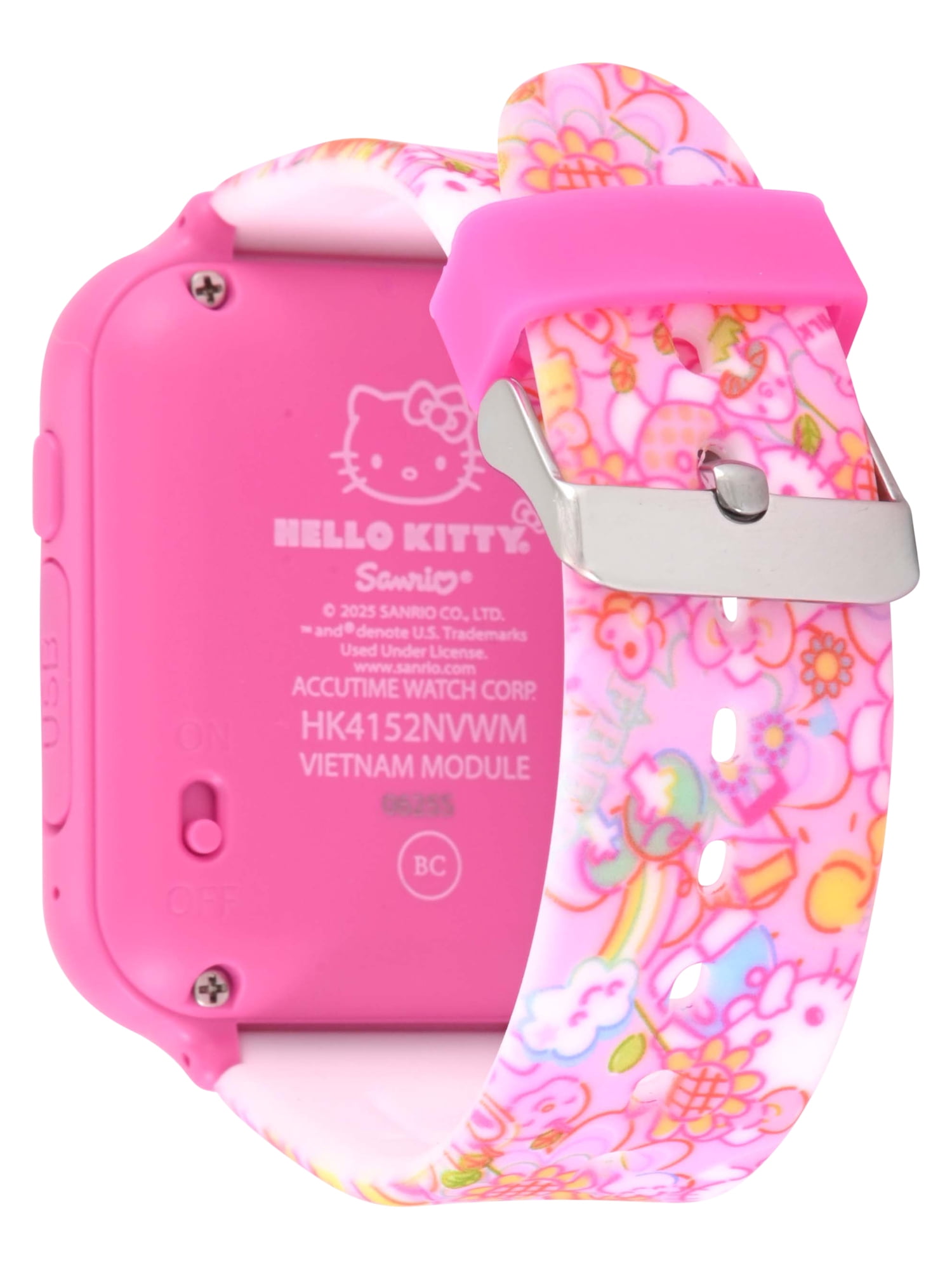 San Rio Hello Kitty Unisex Child Smart Watch with Silicone Strap with Rectangular Pink Case 42MM ( HK4152WM)