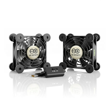 AC Infinity MULTIFAN S5, Quiet Dual 80mm UL-Certified USB Fan for Receiver DVR Playstation Xbox Computer Cabinet Cooling