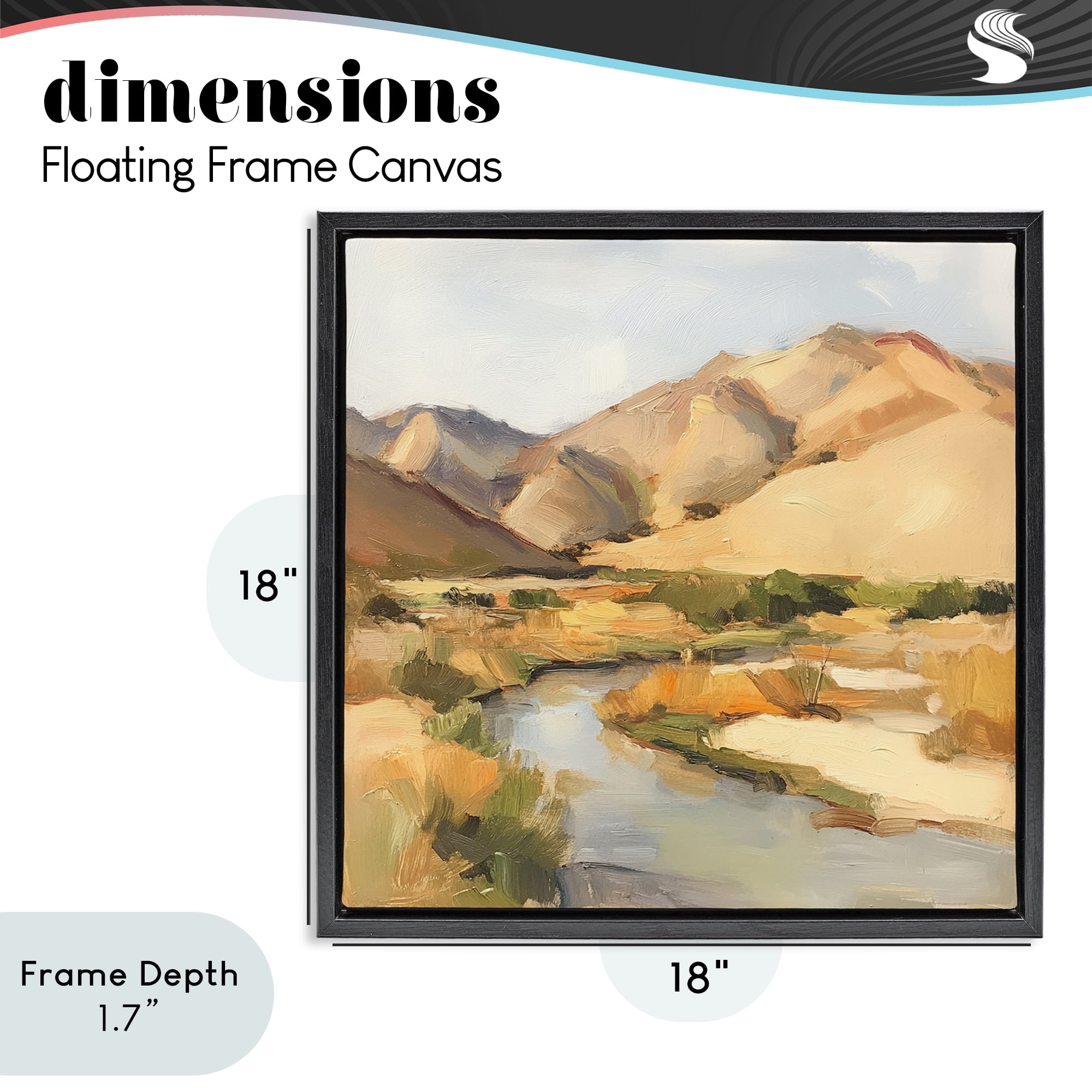Stupell Industries Wispy Desert River Black Framed Floater Canvas Wall Art, design by Petal Prints Design