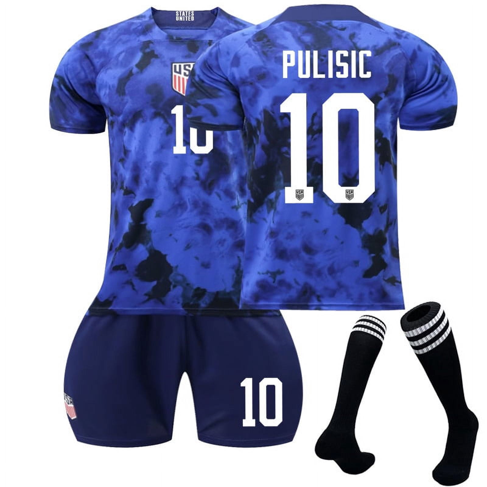 Uniforme de fútbol americano de visitante con estampado azul Pulisic No
