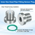 thumbnail image 3 of 2 Pack M14x1.5 Inner Hex Head Pipe Fitting Plug, Universal Carbon Steel Thread Socket Plug with Green O-Ring for Terminate Pipe Ends or Replacement Drains, 3 of 6