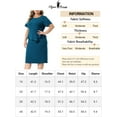 thumbnail image 6 of Unique Bargains Women's Plus Size Short Sleeve V Neck Work Bodycon Pencil Dresses 4X Lake Blue, 6 of 6