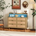 thumbnail image 4 of 43.31" 6-Drawer Rattan Storage Cabinet with LED Lights and Power Outlet, Natural, 4 of 7