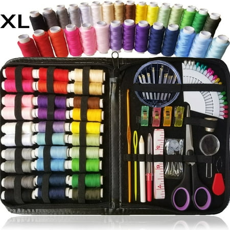 SEWING KIT, Over 100 XL Quality Sewing Supplies, 30 XL Spools of Thread, XL sewing kit for DIY, Beginners, Emergency, Kids, Camping, Travel, students, dorm and home
