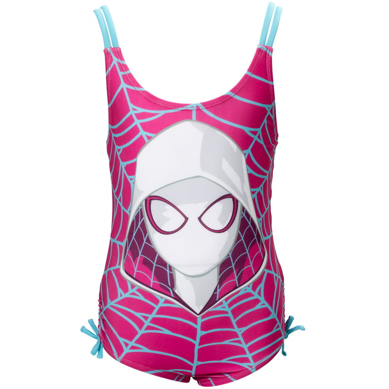 Marvel Spider-Verse Ghost-Spider Little Girls One-Piece Bathing Suit Pink  7-8
