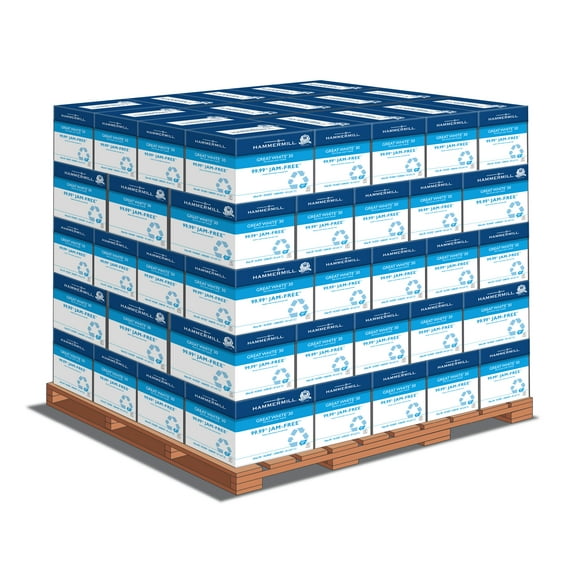 Hammermill Great White Copy 30% Recycled 20lb Letter Paper, 200,000 Sheets, 80 Cases, 2500 Sheets/Case