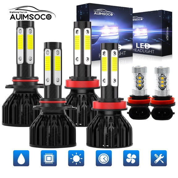 6x LED Headlight Bulbs For Toyota Venza 2009-2016, 9005/HB3 High Beam + H11 Low Beam + H11 Fog Light, 300% Super White Brightness, Plug-N-Play Halogen Replacement