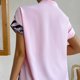 thumbnail image 5 of Blusa suelta con estampado floral en color rosa puro y manga corta para mujer, 5 of 7
