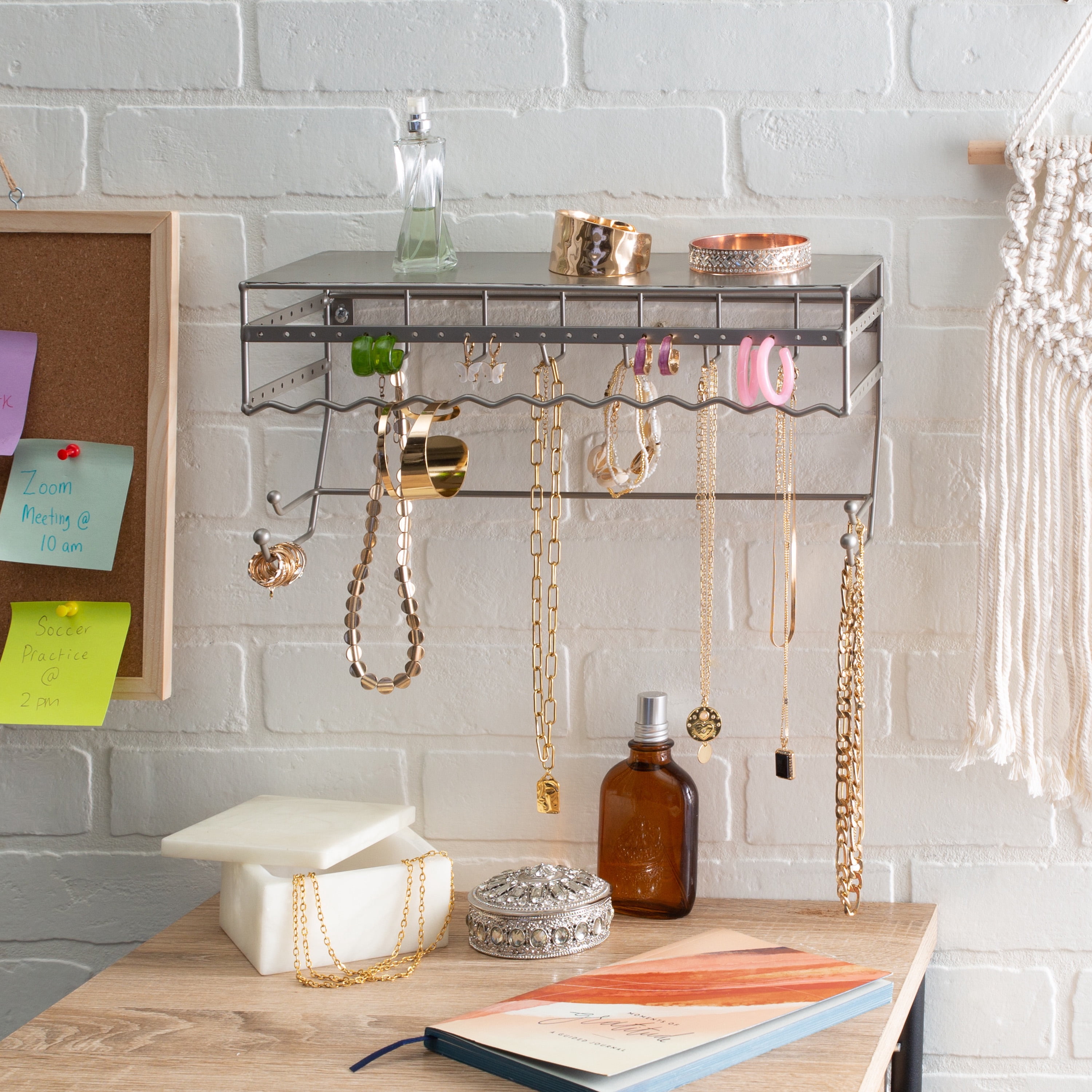 Simplify Wall Mount Iron Jewelry & Accessory Organizer in Satin