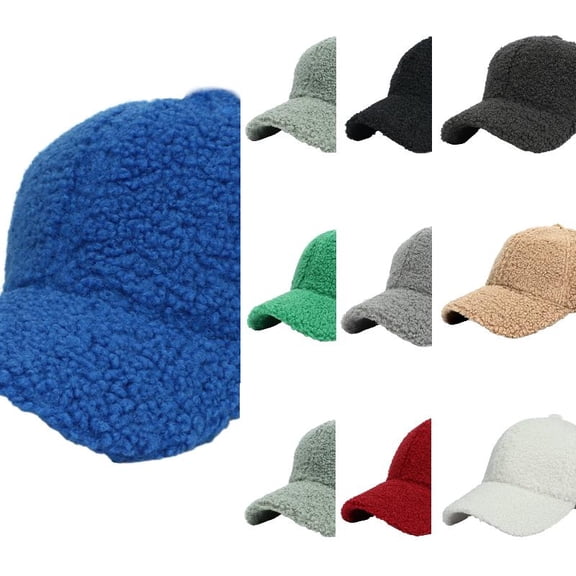 Lamb Wool Baseball Cap for Men Women Teddy Sports Hats Warm Winter Outdoor Travel Hats for Women Men Washed Baseball Hat Adjustable Cotton Sports Caps for Adults Outdoor Activities