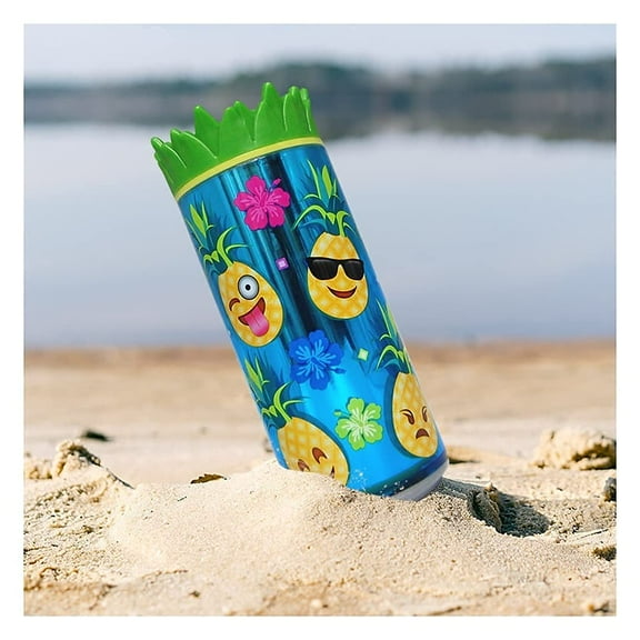 Cool Gear Pineapple Cups Beach Tumbler with Straw Insulated 16 oz Tumbler Cups with Lids and Straws