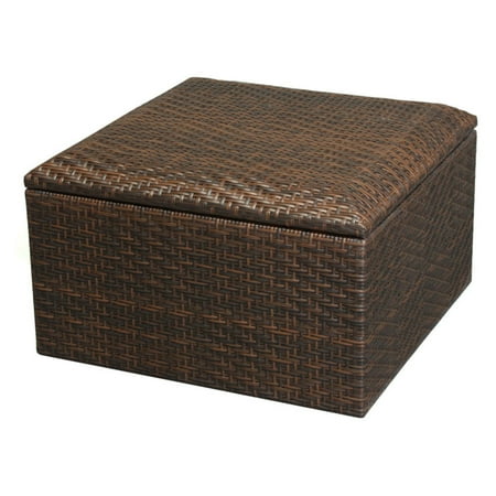 Wicker Brown Indoor/Outdoor Storage Ottoman - Walmart.com