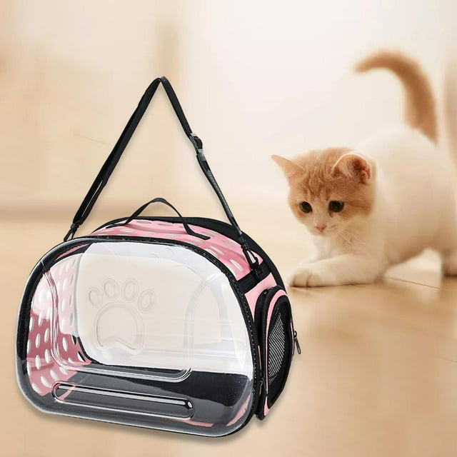Bolsa portátil para llevar gatos, bolsa plegable de lado suave para mascotas, bolso transparente y cómodo, bolsa de burbujas para perros pequeños, Cam ,