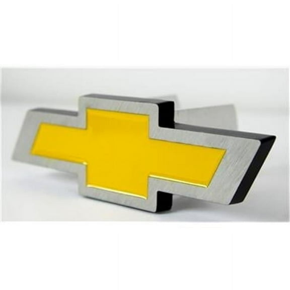 Gold & Brushed Hitch Cover with Chevy Bowtie Logo