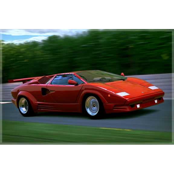 Wall Art Impressions 24x16in Photographic Print Poster Lamborgini Countach Luxury Sports Cars 2-door coup