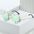 thumbnail image 2 of Melting Heart Sunglasses for Women Men, Rimless Irregular Metal Sun Glasses, Colorful Fashion Eyewear for Party, Prom, Festival, UV Protection, Lightweight Trendy Sunglasses, Mint Green, 2 of 7