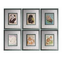 A&B Home Baby Animals Framed Wall Art - Set of 6 - 42"W x 1.5"L x 72"H - Multicolor
