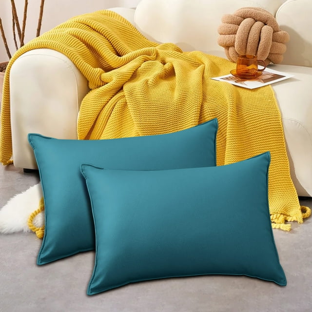 Birdeem Outdoor Pillow Cover, Waterproof Rectangle Cushion Cover 12x20 Inch, Modern Solid Color Patio Furniture Protector for Chair Backrest, Deck Poolside Use