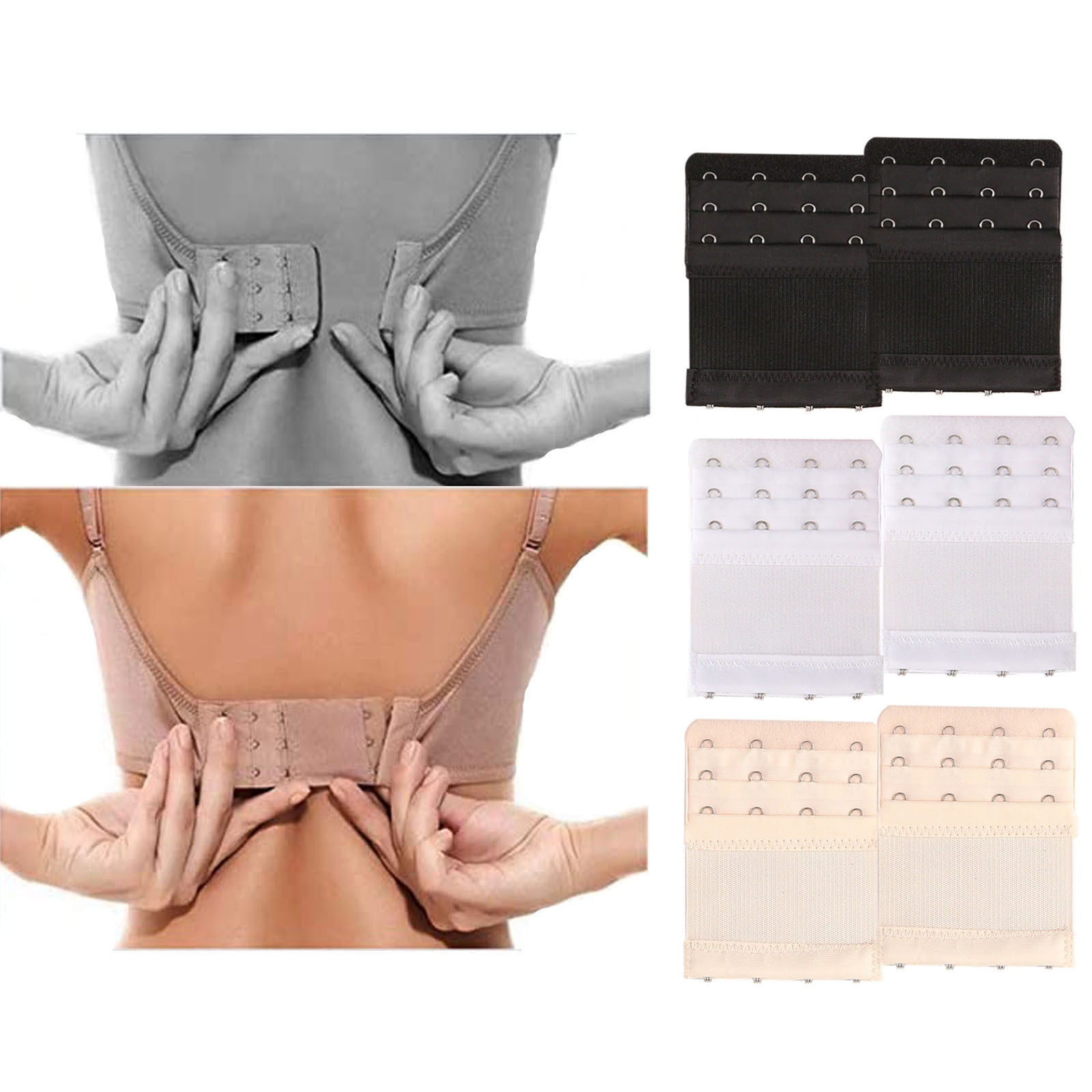 QWERTYU Womens Bra Extender 4 Hook Stretchy Soft and Comfortable