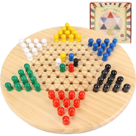 Fugocen Wooden Chinese Checkers Board Game 11.3 inch Portable Travel Family Game