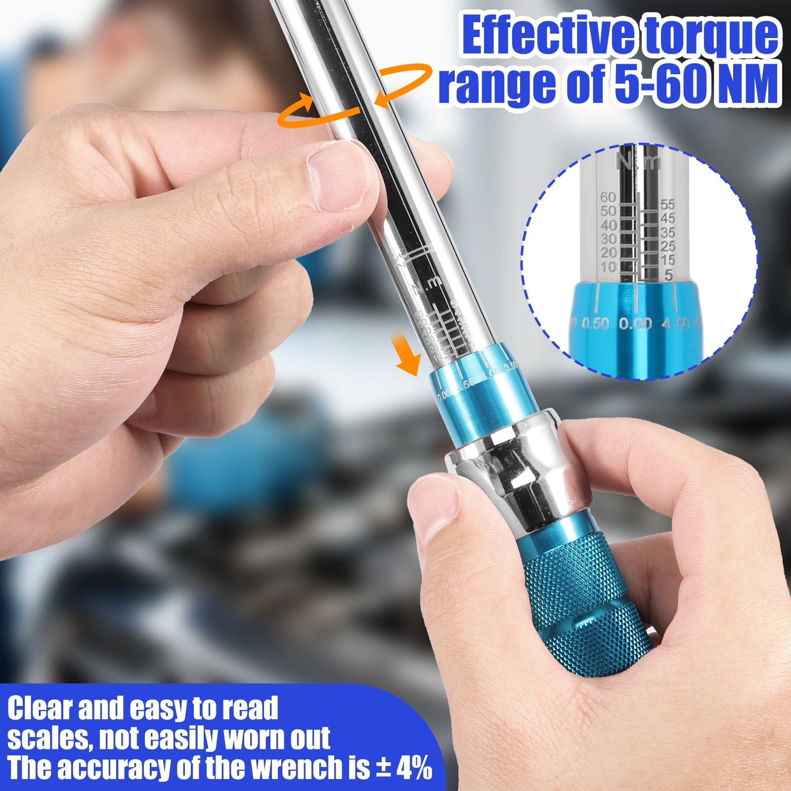 Open End Torque Wrench 5 to 60 Nm Adjustable Torque Wrench with Changeable Head and Click Safe Torque Wrench Tool Professional Torque Wrench Spanner for Refrigeration System