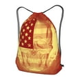 thumbnail image 3 of XMXT Waterproof Gym Bag, Skeleton Flame Flag Print Drawstring Backpack for Men, m Red, 3 of 8