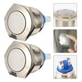 thumbnail image 2 of 2pcs 19mm Flat Waterproof Momentary Stainless Steel Metal Push Button Switch (Silver), 2 of 6