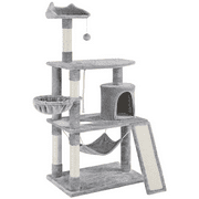 YaheeTech 61.5-in Cat Tree & Condo Scratching Post Tower, Beige