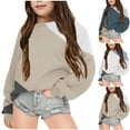thumbnail image 4 of Meitianfacai Toddlers and Girls Sweatshirt Color Block Fall Sweatshirts Crew Neck Long Sleeve Casual Pullover Tops for Spring Fall Winter Streetwear, Girls Khaki Sweatshirt Size 5-6 Years, 4 of 4