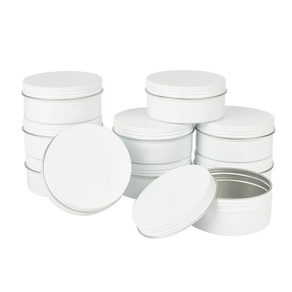 Round Aluminium Tin Cans Aluminium Jar Storage Containers for Cosmetic Candles Candies with Screw Top Lid White 8.5x4cm Inner Diameter: 78.5mm Capacity: 150ml.